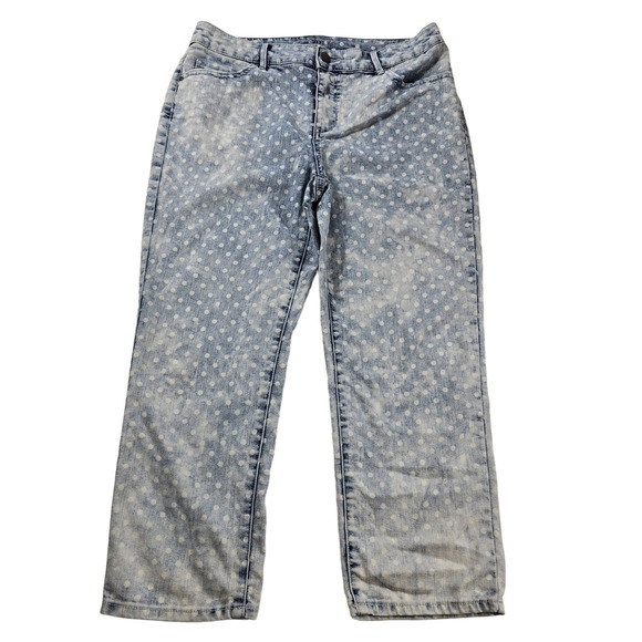 Chicos platinum chambray polka dot crop soze 1 (8) EUC Casual jeans * - Picture 1 of 7